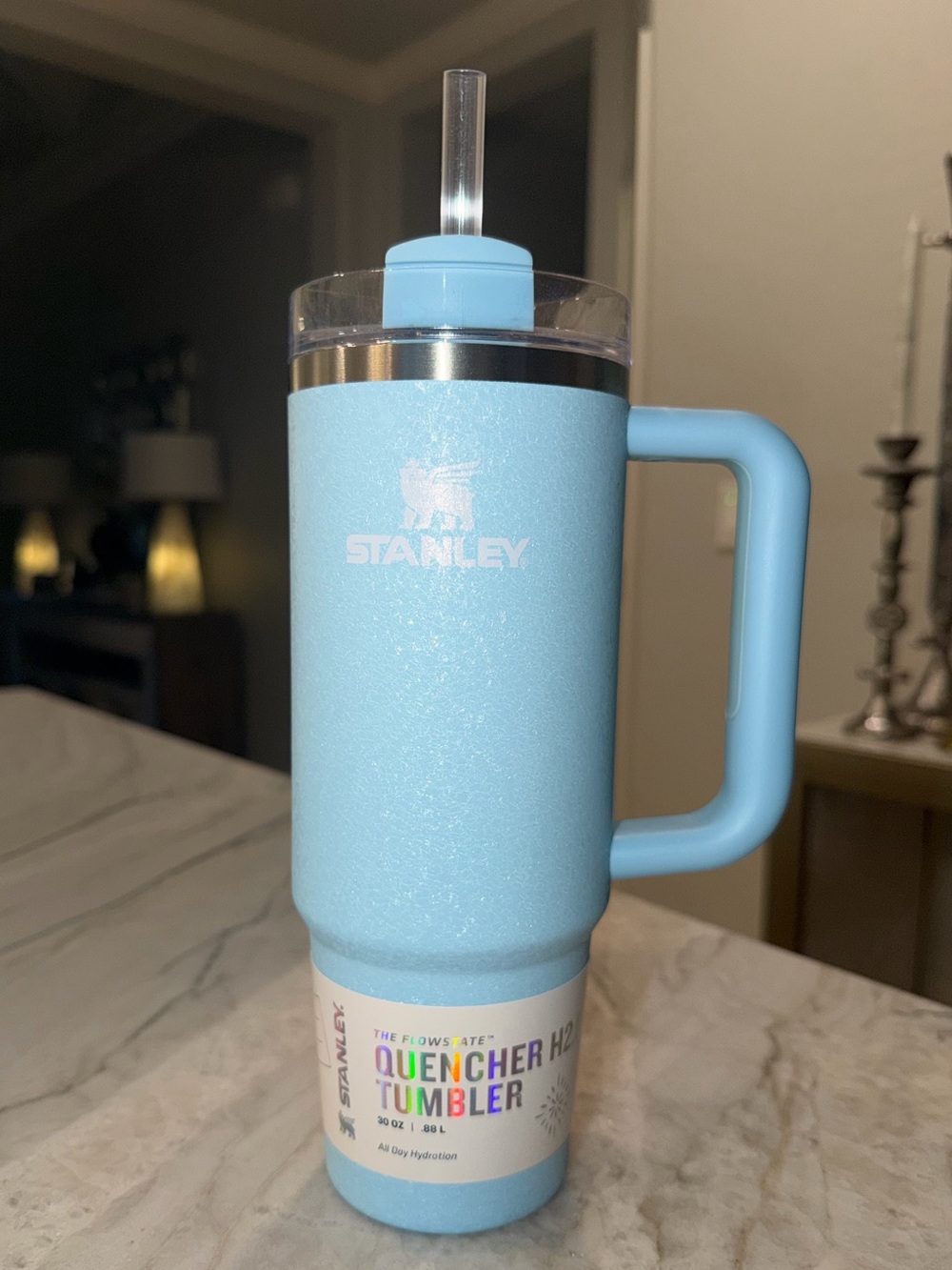 Stanley Light Blue Quencher H2.0 Tumbler with Handle and Straw